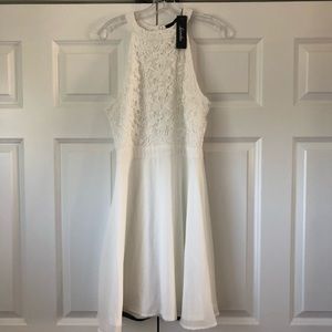 Beautiful White Lace Top A line Dress